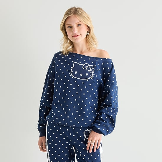 Womens Juniors Long Sleeve Hello Kitty Sweatshirt