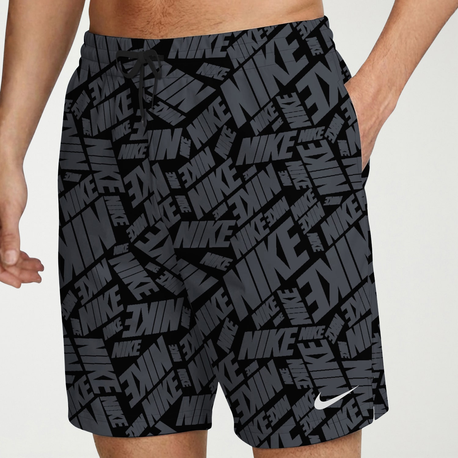 Nike Mens Drawstring Waist 7" Logo Swim Trunks