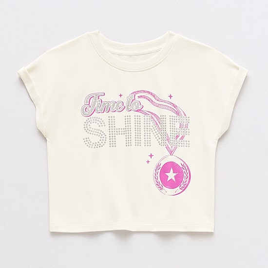 Xersion French Terry Little & Big Kid Girls Crew Neck Short Sleeve Active T-Shirt