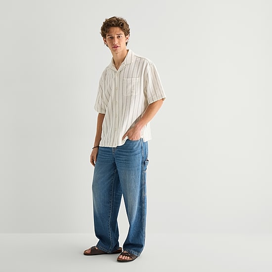 Arizona Mens Short Sleeve Regular Fit Button-Down Shirt