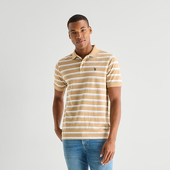 U.S. Polo Assn. Stripe Pique Mens Classic Fit Short Sleeve Polo Shirt