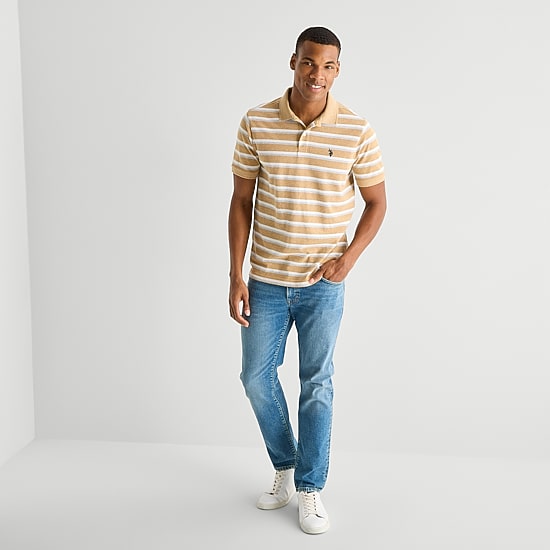 U.S. Polo Assn. Stripe Pique Mens Classic Fit Short Sleeve Polo Shirt