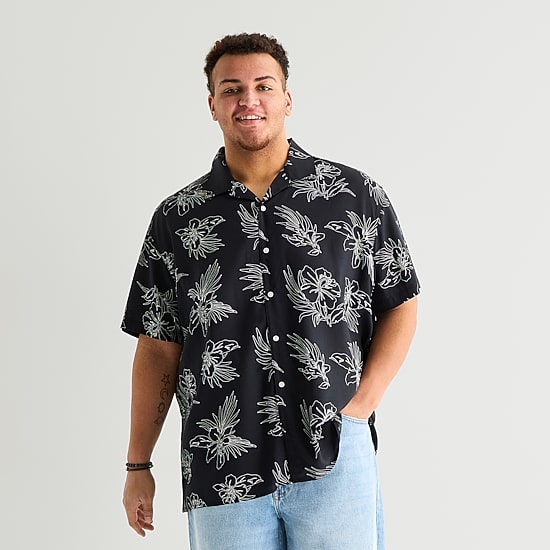 Arizona Mens Short Sleeve Classic Fit Big and Tall Button-Down Shirt