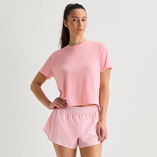 Xersion Ruffle Womens Round Neck Short Sleeve Quick Dry Active T-Shirt