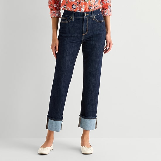 St. John's Bay Womens High Rise Straight Leg Jean