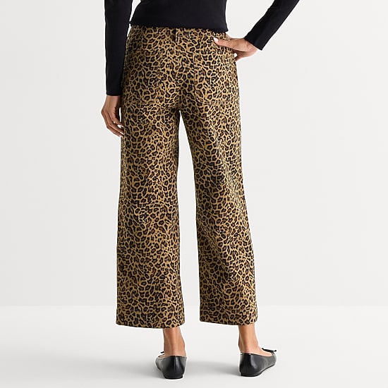 St. John's Bay Womens Wide Leg High Rise Cropped Pant