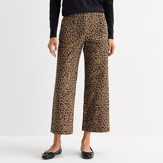 St. John's Bay Womens Wide Leg High Rise Cropped Pant