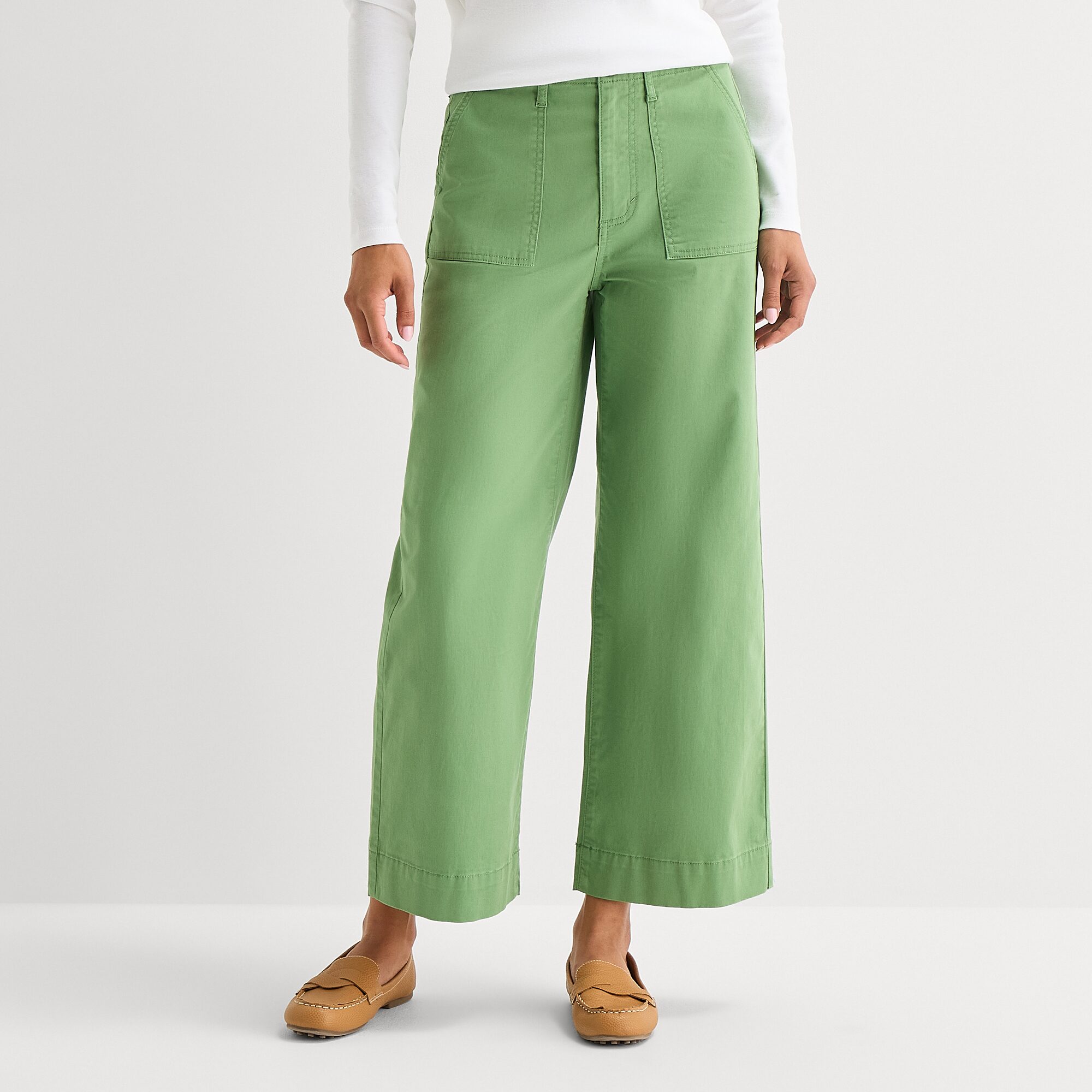 St. John's Bay Womens Wide Leg High Rise Cropped Pant