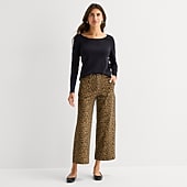 St. John's Bay Womens Wide Leg High Rise Cropped Pant