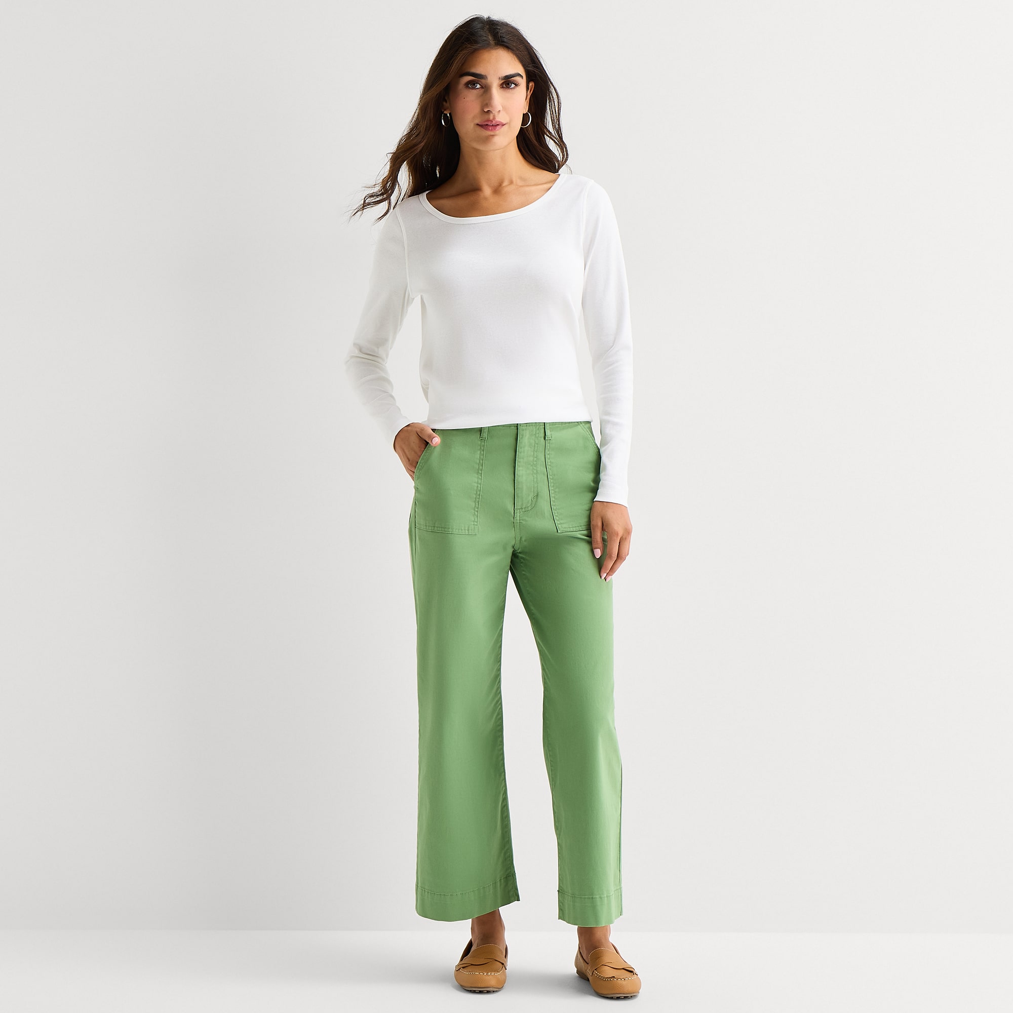 St. John's Bay Womens Wide Leg High Rise Cropped Pant