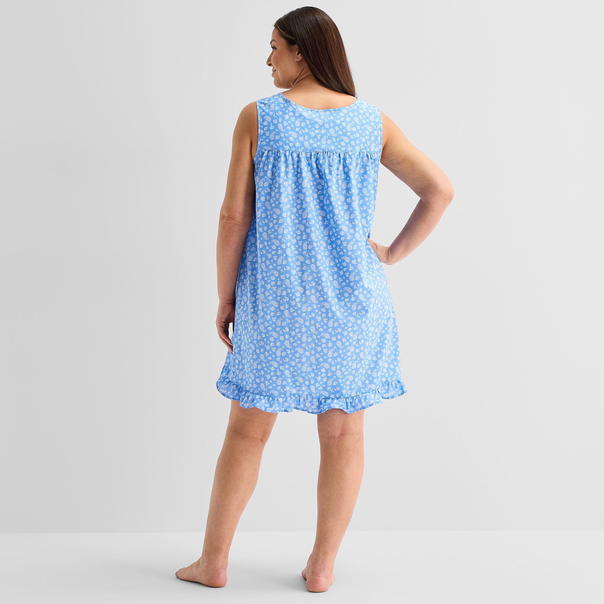 Adonna Womens Plus Sleeveless Round Neck Nightgown