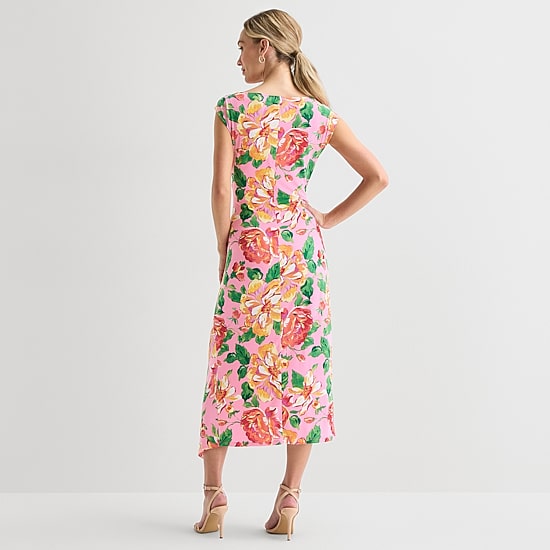 MSK Womens Straight Neck Sleeveless Cap Maxi Dress