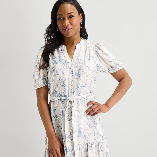 MSK Womens V Neck Short Sleeve Puffed Maxi Dress