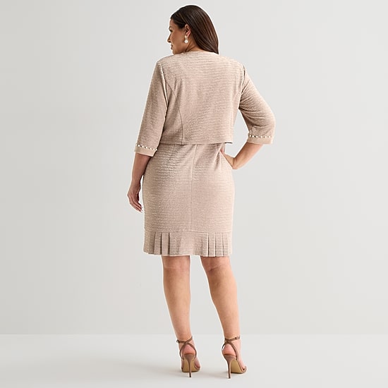 Maya Brooke Womens Plus Jacket Dress