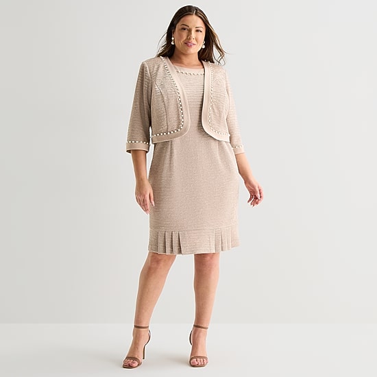 Maya Brooke Womens Plus Jacket Dress