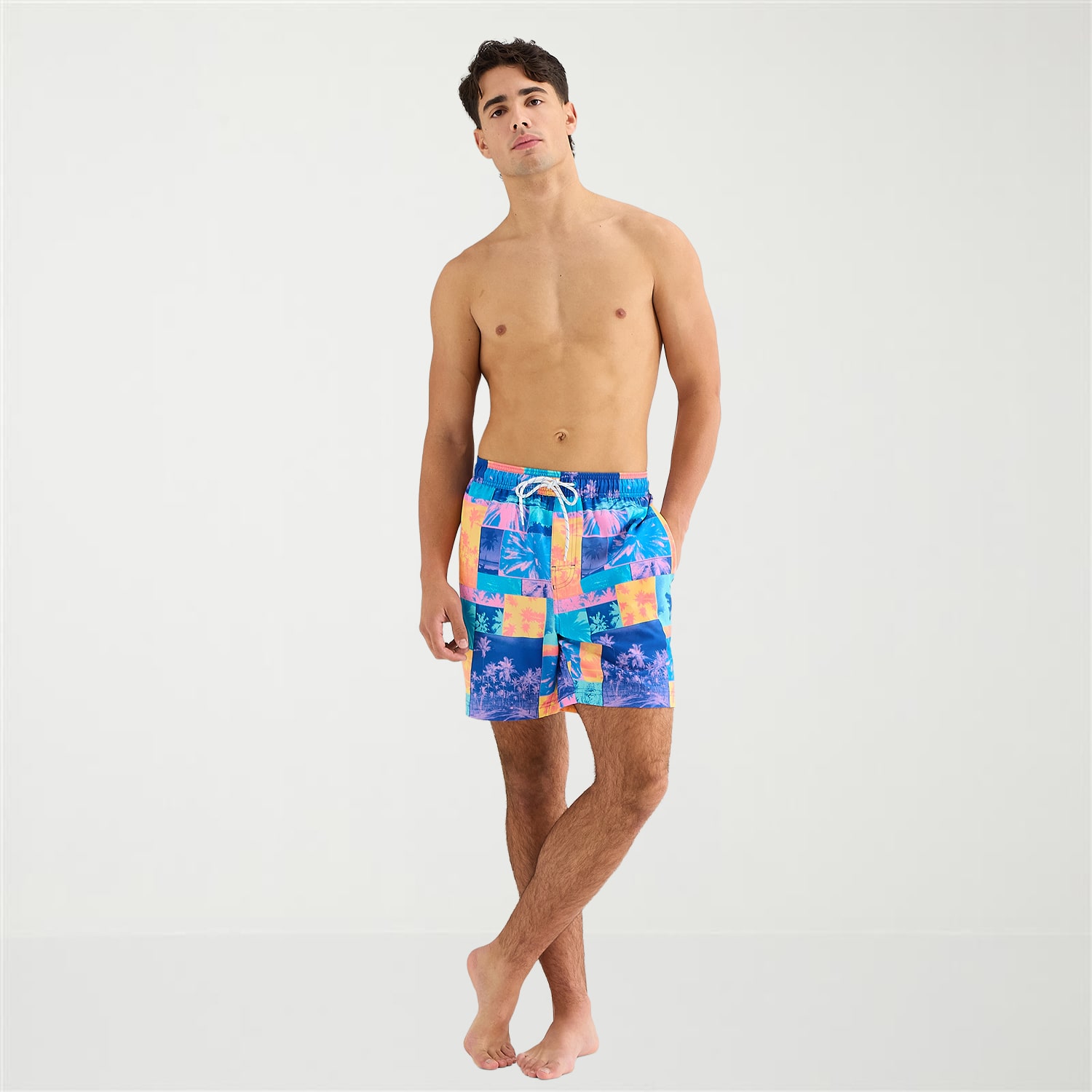 Arizona Mens 6 1/2" Patchwork Swim Trunks