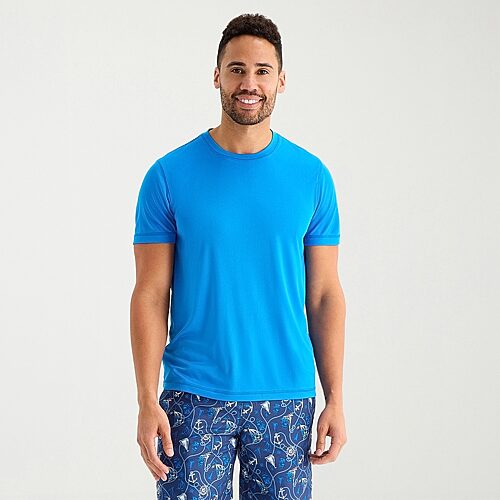 St. John's Bay Mens Short Sleeve Swim Shirt, Medium, Blue