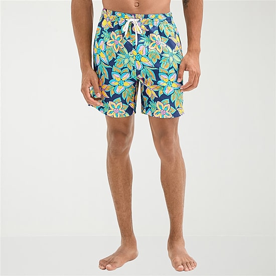 Burnside Mens Drawstring Waist 6" Floral Swim Trunks