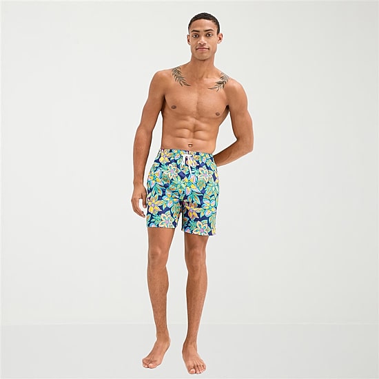 Burnside Mens Drawstring Waist 6" Floral Swim Trunks
