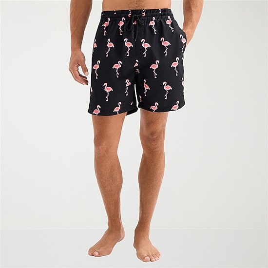 Burnside Mens Drawstring Waist 6" Animal Swim Trunks