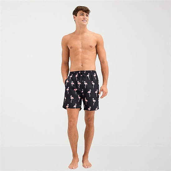 Burnside Mens Drawstring Waist 6" Animal Swim Trunks