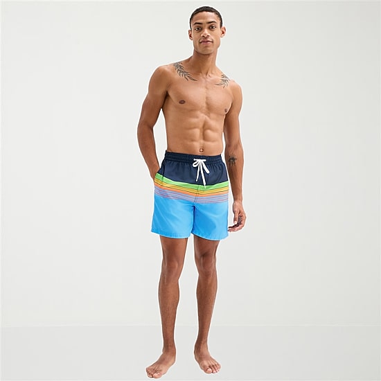 Burnside Mens Drawstring Waist 6" Striped Swim Trunks
