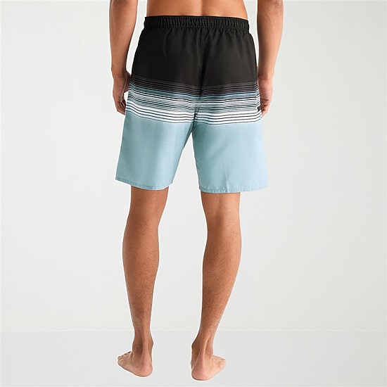 Burnside Mens Drawstring Waist 8" Striped Swim Trunks