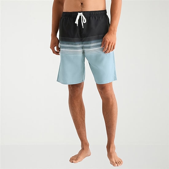 Burnside Mens Drawstring Waist 8" Striped Swim Trunks