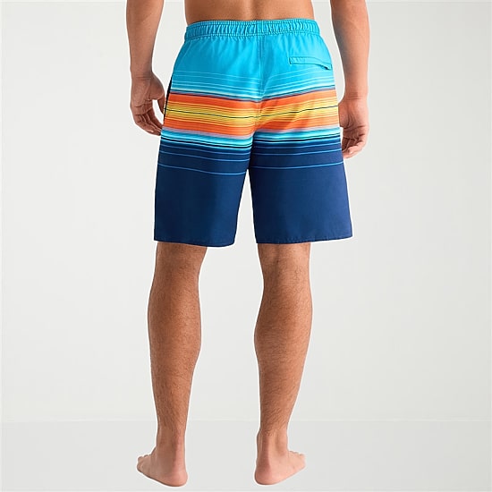 Burnside Mens Drawstring Waist 8" Striped Swim Trunks