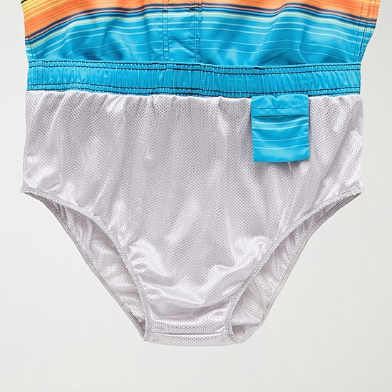 Burnside Mens Drawstring Waist 8" Striped Swim Trunks