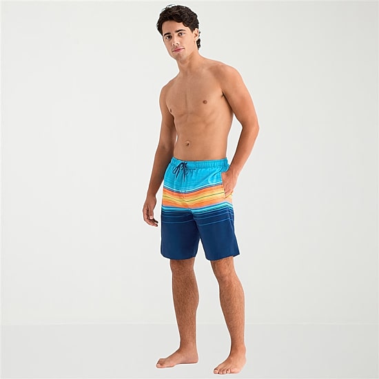 Burnside Mens Drawstring Waist 8" Striped Swim Trunks
