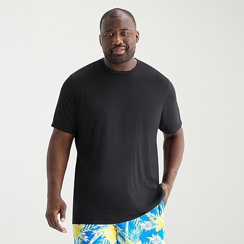 St. John's Bay Mens Short Sleeve Swim Shirt Big and Tall, 3x-large, Black