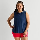 Xersion Mesh Womens Crew Neck Sleeveless Active Plus Tank Top