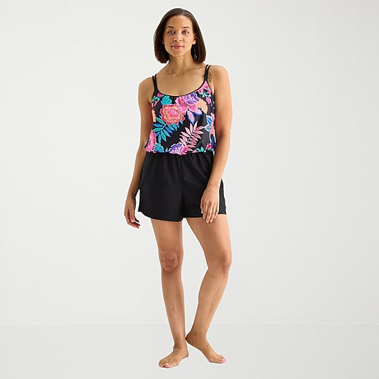 Sonnet Shores Womens Floral Swim Romper
