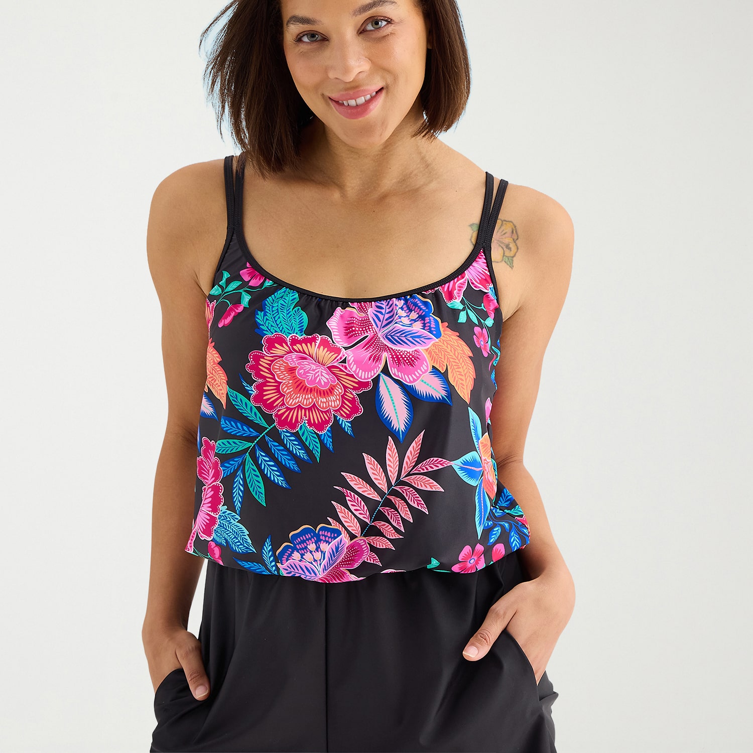 Sonnet Shores Womens Floral Swim Romper