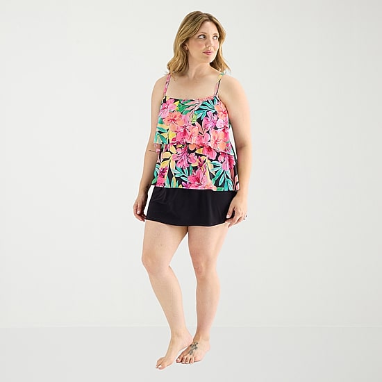 Sonnet Shores Womens Floral Plus Tankini Swimsuit Top