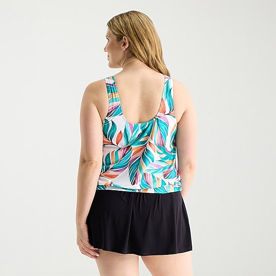 Sonnet Shores Womens Leaf Plus Tankini Swimsuit Top
