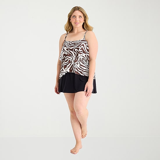 Sonnet Shores Womens Animal Plus Tankini Swimsuit Top