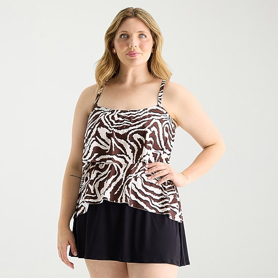 Sonnet Shores Womens Animal Plus Tankini Swimsuit Top