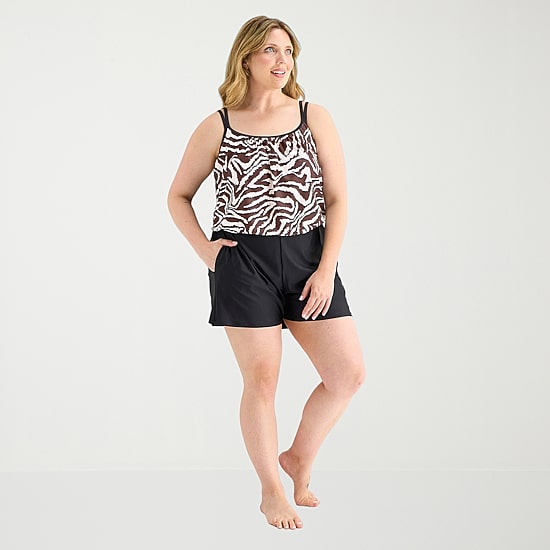 Sonnet Shores Womens Plus Swim Romper