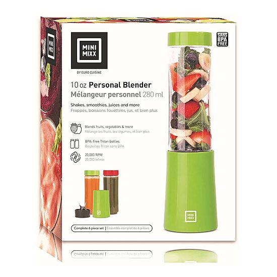 Euro Cuisine MM2G Personal Blender With 2 - 10OZ Tritan Bottles - Green