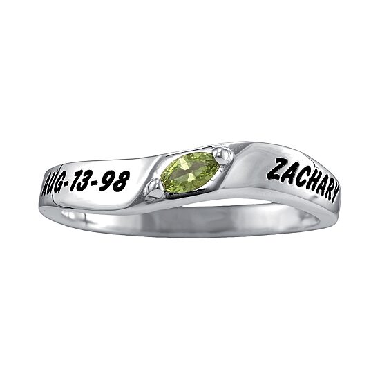 Personalized Womens Simulated Sterling Silver Stackable Ring