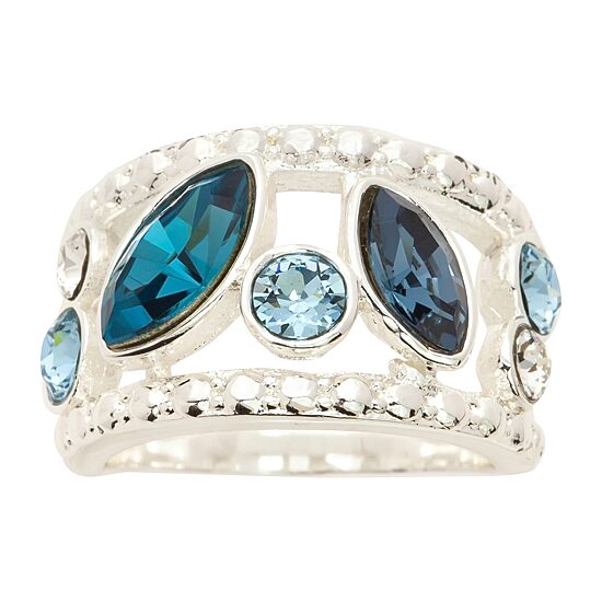 Sparkle Allure Womens Blue Crystal Pure Silver Over Brass Hypoallergenic Cocktail Ring