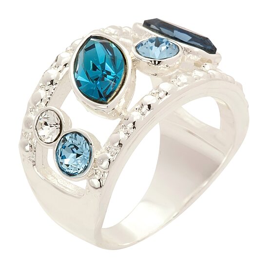 Sparkle Allure Womens Blue Crystal Pure Silver Over Brass Hypoallergenic Cocktail Ring