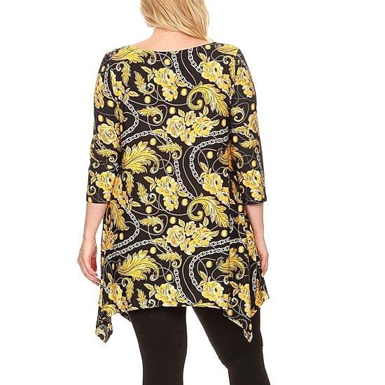 White Mark Plus Womens Scoop Neck 3/4 Sleeve Tunic Top