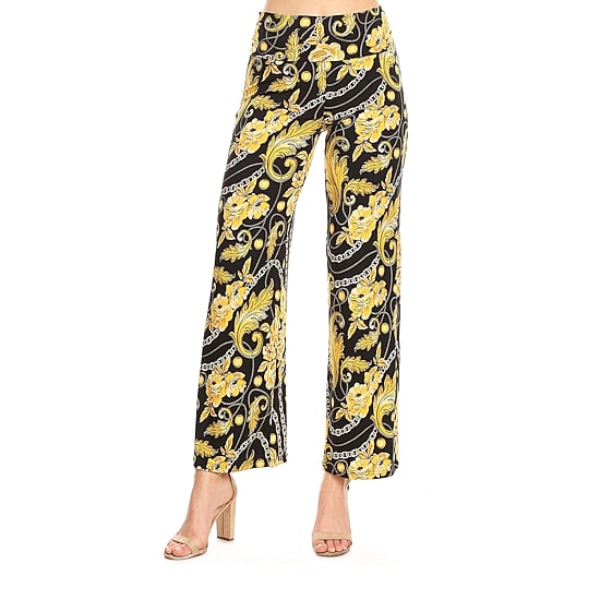 White Mark Womens Mid Rise Wide Leg Palazzo Pant