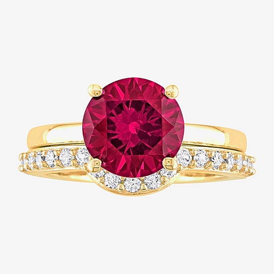 Modern Bride Gemstone Womens Lab Created Red Ruby 10K Gold Bridal Set
