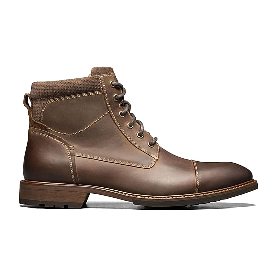 Florsheim Mens Chalet Cap Toe Stacked Heel Lace Up Boots