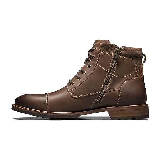 Florsheim Mens Chalet Cap Toe Stacked Heel Lace Up Boots