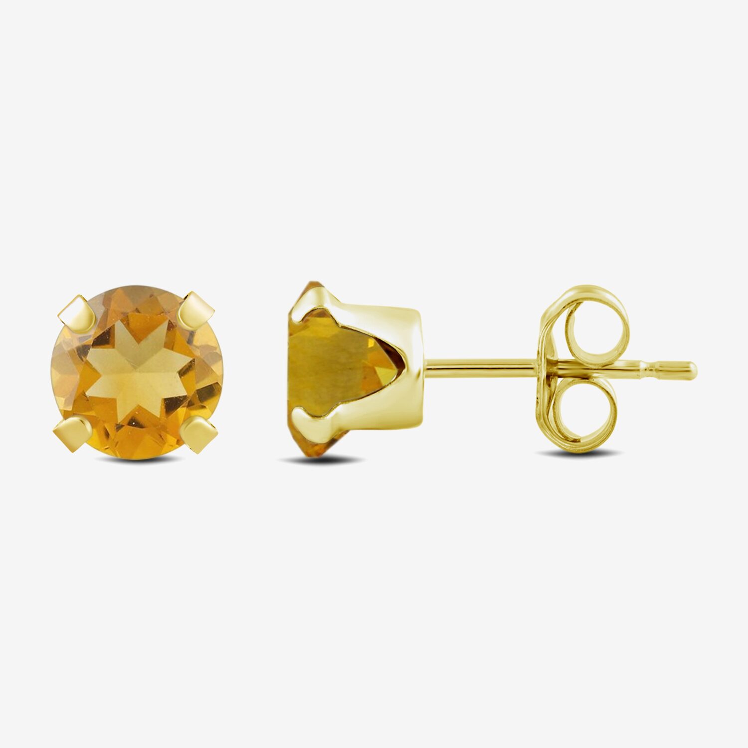 Gemstone 10K Gold 6mm Round Stud Earrings
